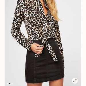 Free People Black Jean Skirt